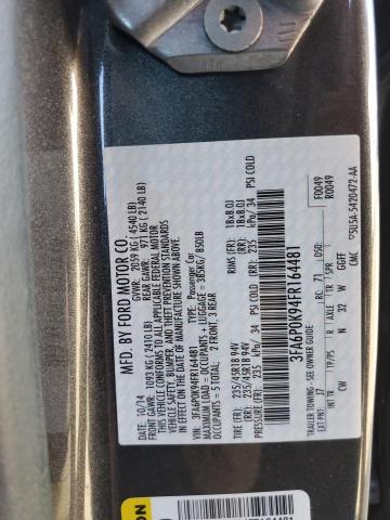 VIN 3FA6P0K94FR164481 2015 Ford Fusion, Titanium no.12