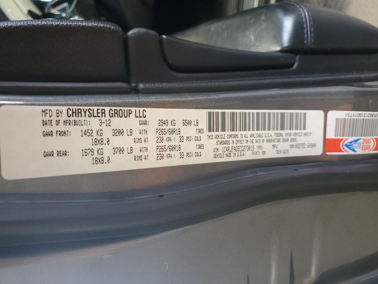 Lot #2857167356 2012 JEEP GRAND CHER