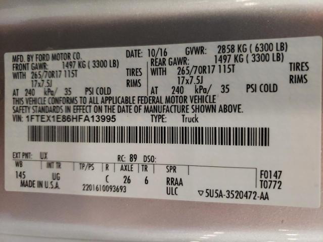 2017 FORD F150 SUPER - 1FTEX1E86HFA13995