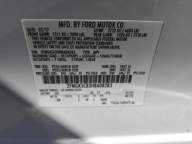 VIN 2FMGK5C83HBA08283 2017 Ford Flex, Sel no.13