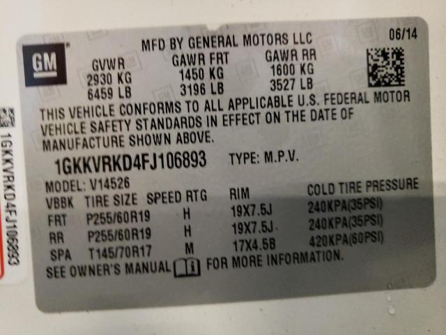 2015 GMC ACADIA SLT - 1GKKVRKD4FJ106893