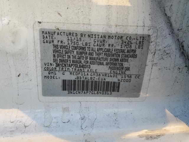2016 NISSAN VERSA S - 3N1CN7AP7GL840313