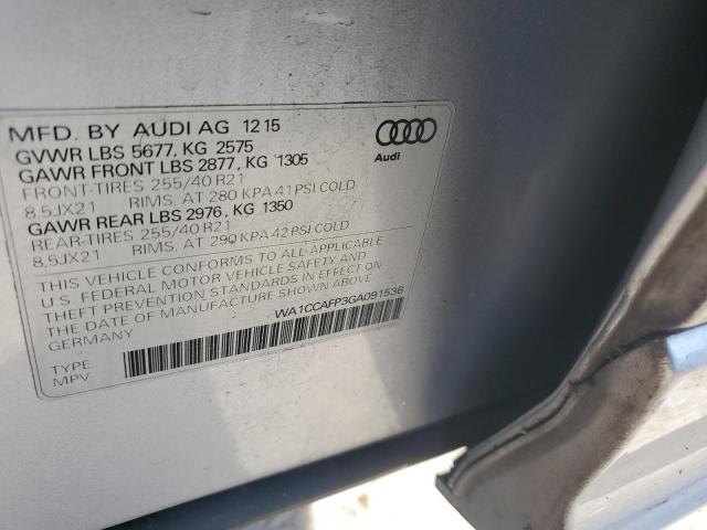 2016 AUDI SQ5 PREMIU - WA1CCAFP3GA091536
