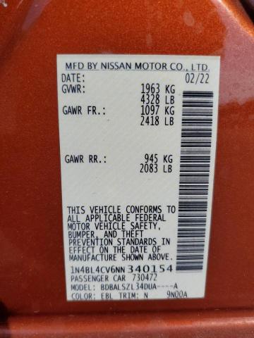 2022 NISSAN ALTIMA SR - 1N4BL4CV6NN340154