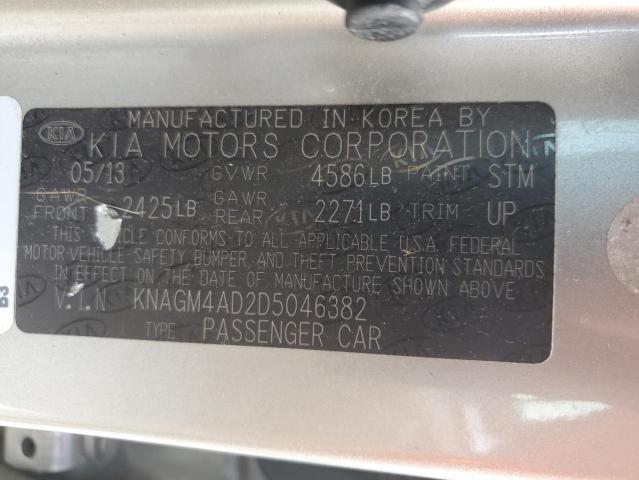 VIN KNAGM4AD2D5046382 2013 KIA Optima, Hybrid no.12