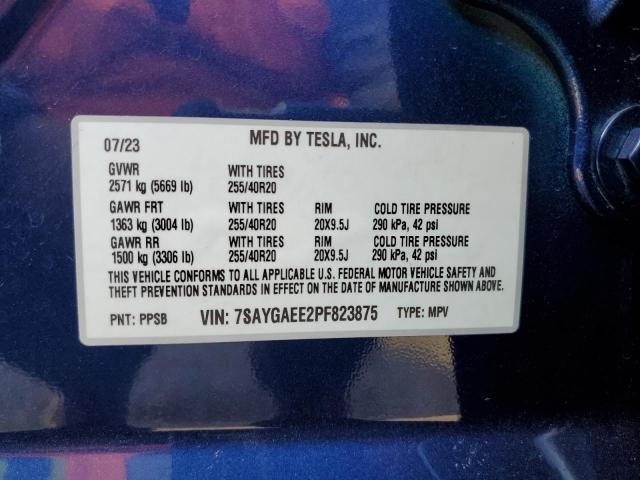 VIN 7SAYGAEE2PF823875 2023 Tesla MODEL Y no.12