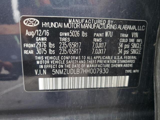 VIN 5NMZUDLB7HH007930 2017 Hyundai Santa Fe no.13