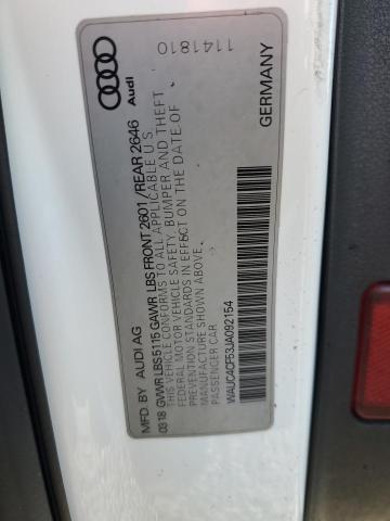 2018 AUDI S5 PRESTIG WAUC4CF53JA092154