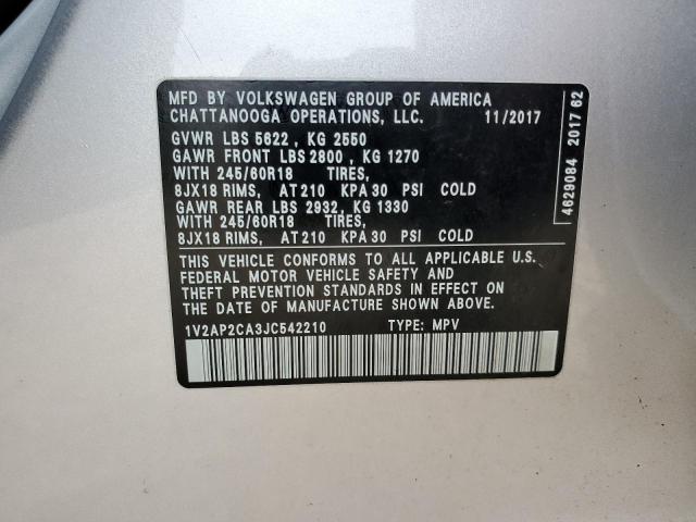 2018 VOLKSWAGEN ATLAS S - 1V2AP2CA3JC542210