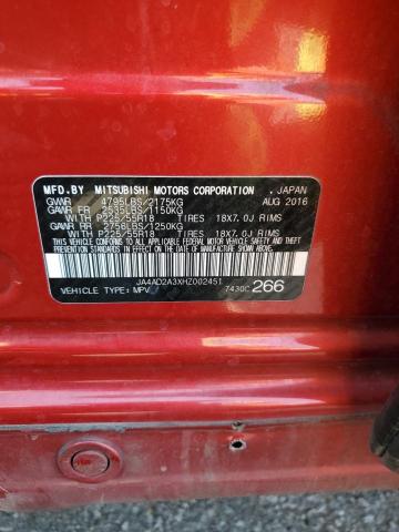 2017 MITSUBISHI OUTLANDER - JA4AD2A3XHZ002451