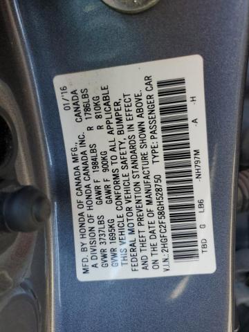 VIN 2HGFC2F58GH528750 2016 Honda Civic, LX no.12