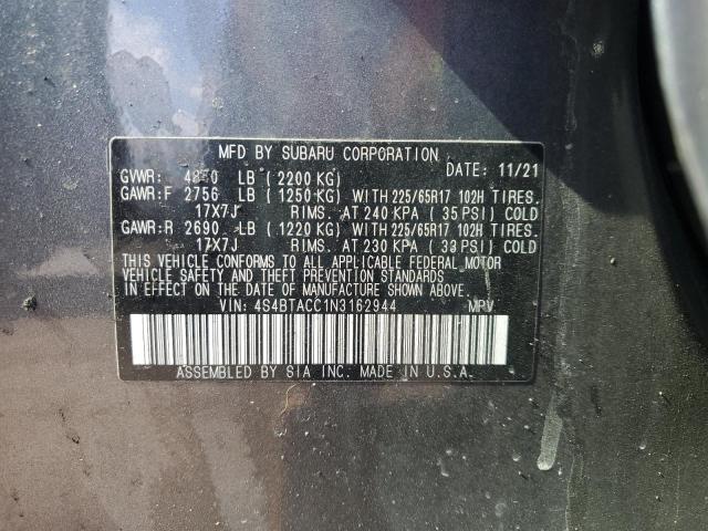 2022 SUBARU OUTBACK PR - 4S4BTACC1N3162944