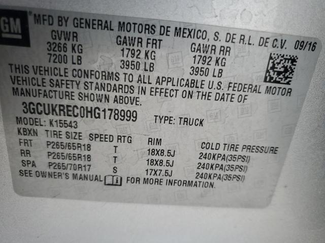 2017 CHEVROLET SILVERADO - 3GCUKREC0HG178999