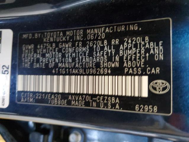 VIN 4T1G11AK9LU962694 2020 TOYOTA CAMRY no.12