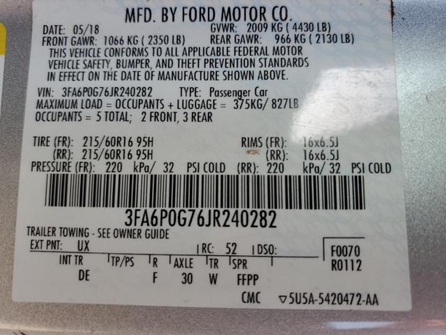 VIN 3FA6P0G76JR240282 2018 Ford Fusion, S no.12