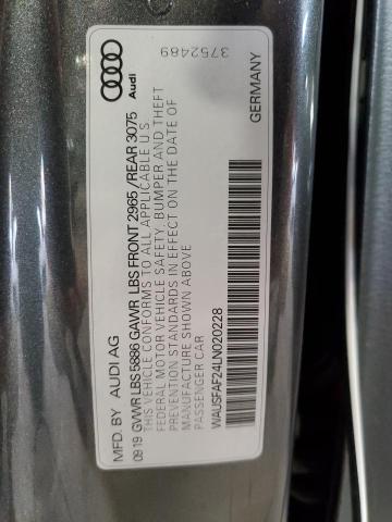 2020 AUDI S7 PRESTIG WAUSFAF24LN020228