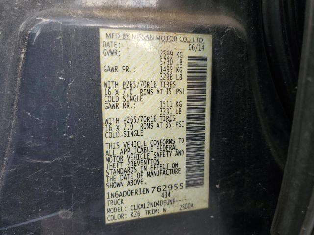 VIN 1N6AD0ER1EN762955 2014 Nissan Frontier, S no.13