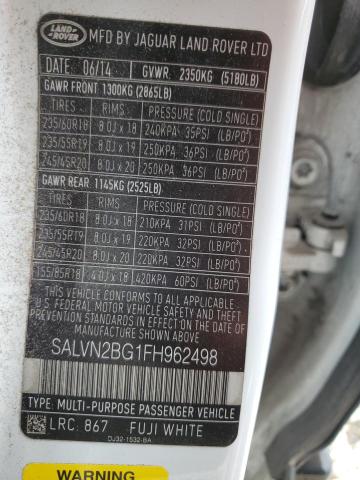 VIN SALVN2BG1FH962498 2015 Land Rover Range Rover, ... no.13