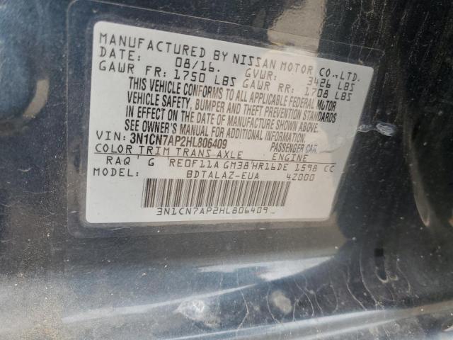2017 NISSAN VERSA S - 3N1CN7AP2HL806409