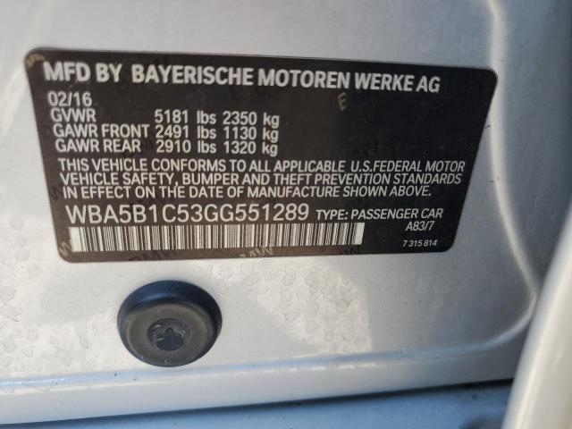 VIN WBA5B1C53GG551289 2016 BMW 5 Series, 535 I no.12