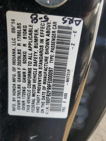 VIN 19XFB2F99FE000097 2015 Honda Civic, Exl no.12