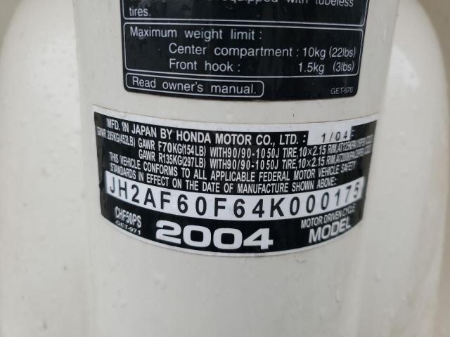 2004 HONDA METROPOLIT JH2AF60F64K000175