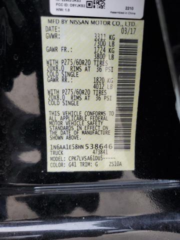 2017 NISSAN TITAN SV - 1N6AA1E58HN538646