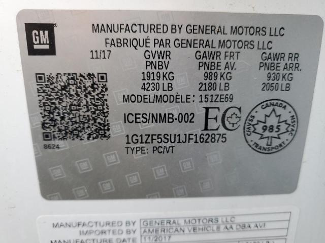 2018 CHEVROLET MALIBU HYB - 1G1ZF5SU1JF162875