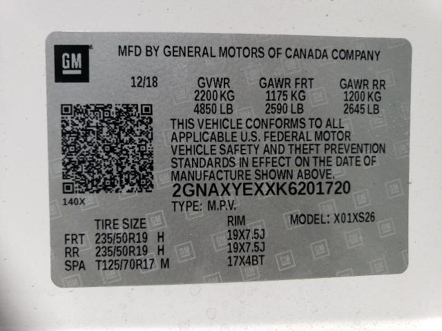 2019 CHEVROLET EQUINOX PR - 2GNAXYEXXK6201720
