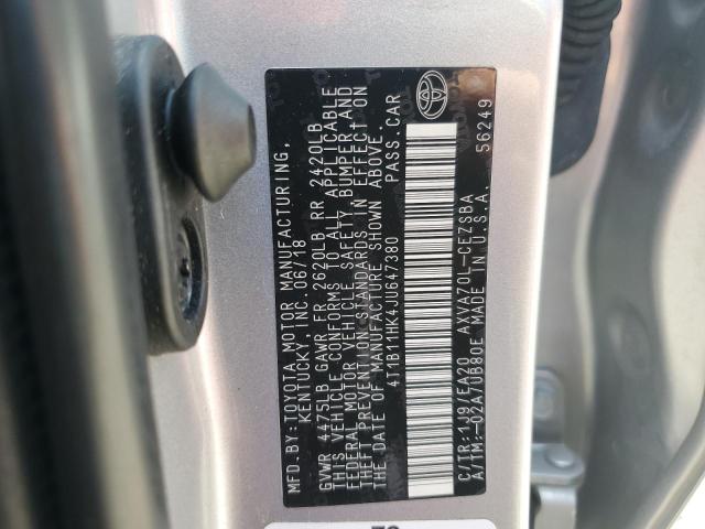 VIN 4T1B11HK4JU647380 2018 Toyota Camry, L no.12