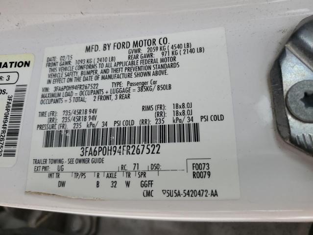 VIN 3FA6P0H94FR267522 2015 Ford Fusion, SE no.12