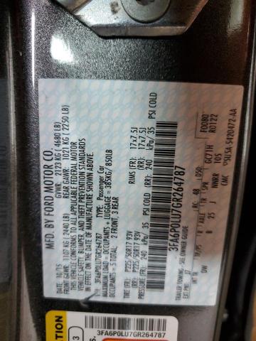 VIN 3FA6P0LU7GR264787 2016 Ford Fusion, Se Hybrid no.12