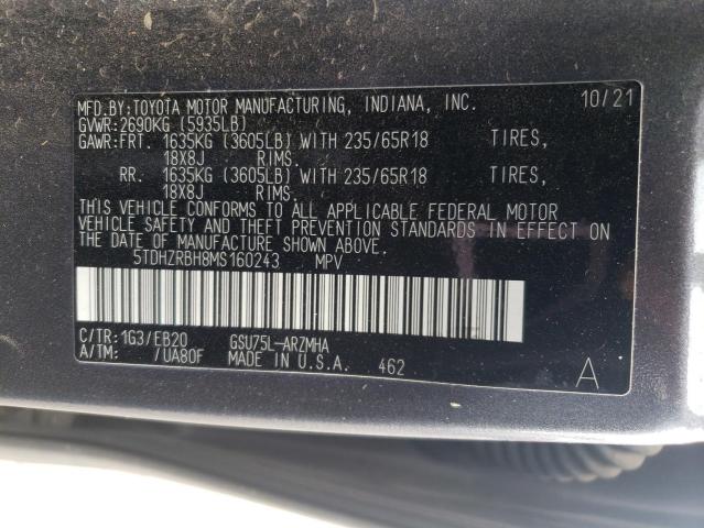 2021 TOYOTA HIGHLANDER - 5TDHZRBH8MS160243