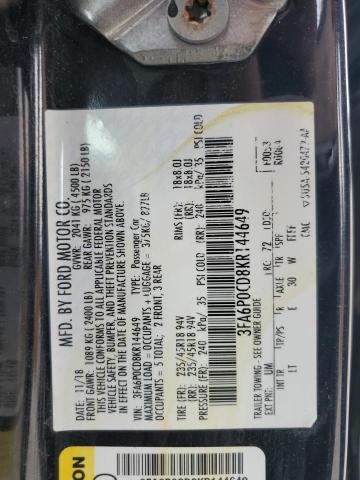 2019 FORD FUSION SEL - 3FA6P0CD8KR144649