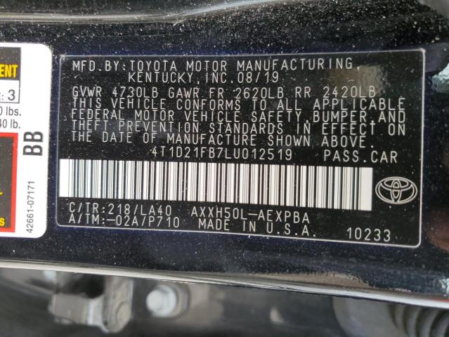 2020 TOYOTA AVALON LIM 4T1D21FB7LU012519