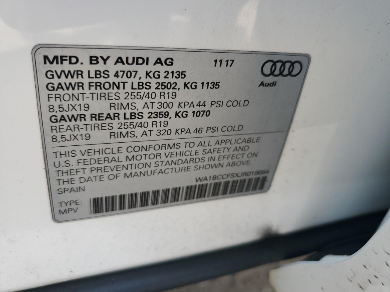 Lot #2989172705 2018 AUDI Q3 PREMIUM