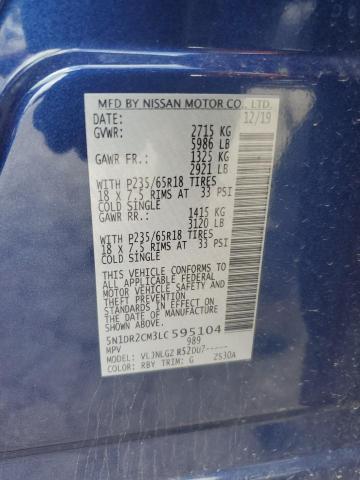 2020 NISSAN PATHFINDER - 5N1DR2CM3LC595104