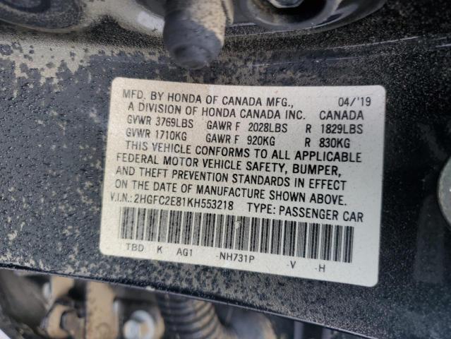2019 HONDA CIVIC SPOR - 2HGFC2E81KH553218
