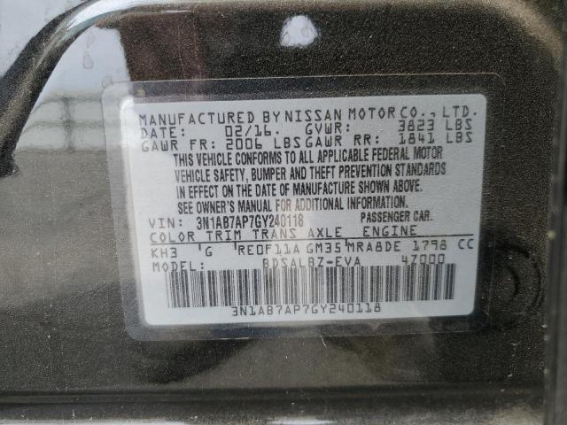 VIN 3N1AB7AP7GY240118 2016 Nissan Sentra, S no.13