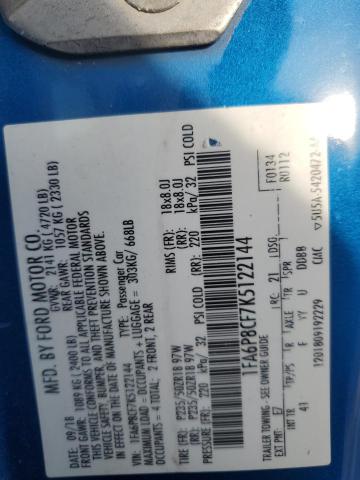 2019 FORD MUSTANG GT - 1FA6P8CF7K5122144
