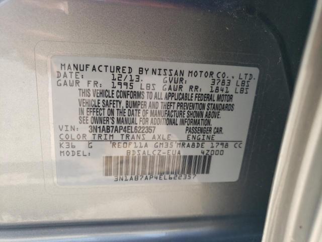 VIN 3N1AB7AP4EL622357 2014 Nissan Sentra, S no.12