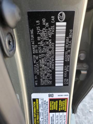 2020 LEXUS ES 300H LU 58AE21B1XLU004649