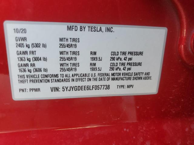 2020 TESLA MODEL Y - 5YJYGDEE6LF057738