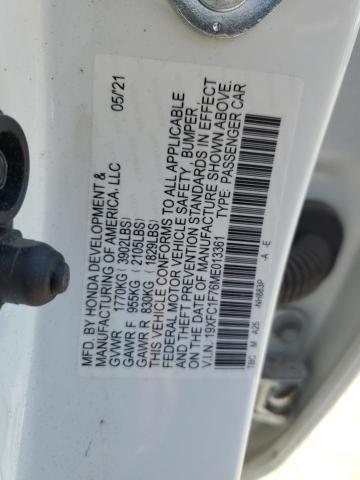 2021 HONDA CIVIC EXL - 19XFC1F76ME013361