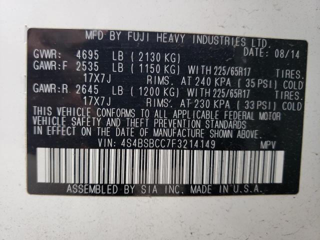 2015 SUBARU OUTBACK 2. - 4S4BSBCC7F3214149