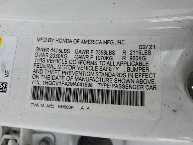 2021 HONDA ACCORD SPO - 1HGCV1F42MA041598