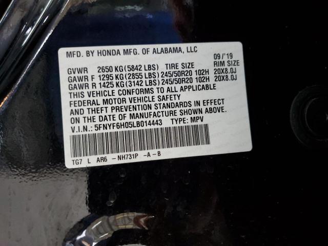 2020 HONDA PILOT ELIT - 5FNYF6H05LB014443