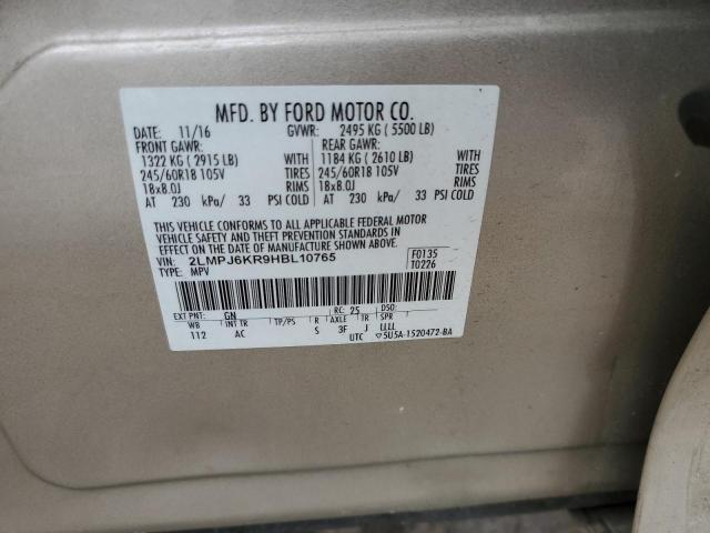 2017 LINCOLN MKX SELECT - 2LMPJ6KR9HBL10765