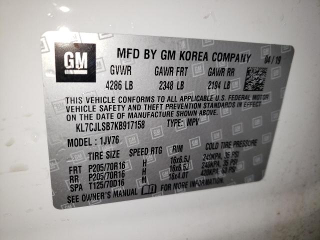 2019 CHEVROLET TRAX 1LT - KL7CJLSB7KB917158
