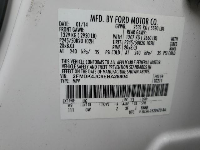 VIN 2FMDK4JC6EBA28804 2014 Ford Edge, Sel no.13